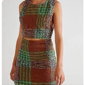 New Free People Scarlett Smocked Mini Dress Size M  Stretch Fitted Slim.